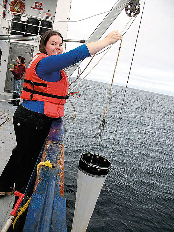 collecting algae samples for research